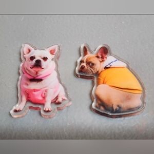French Bulldog Flatback Dog Crafts Badge Keychain Bag Clip Magnet Pin‎
